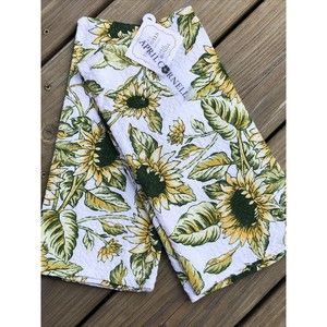 New April Cornell Sunflowers Waffle Weave Cotton Kitchen Tea (2)Towels Cotton